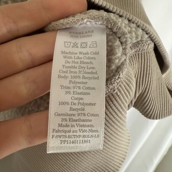 Everlane Sweater Women's Large Beige Fleece Long Sleeve Crew Neck Pullover - Picture 6 of 9